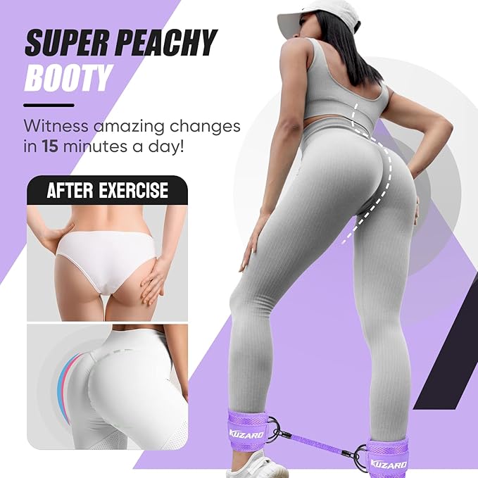 Ankle Resistance Bands with Cuffs for Working Out, Resistance Bands for Women, Exercise Bands for Leg and Glute, Booty Workout Equipment for Kickbacks, Butt and Hip Training, Ankle Weights Bands Set