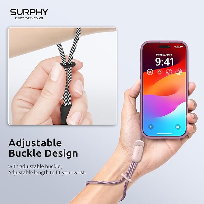 SURPHY 2 Pack Phone Lanyard for Cellphone Case, Phone Wrist Strap for Case, Cellphone Strap with 2-Color Braided, Charm Wrist Lanyard for Women and Men, Cellphone Wrist Lanyard for Women, Pink & Black