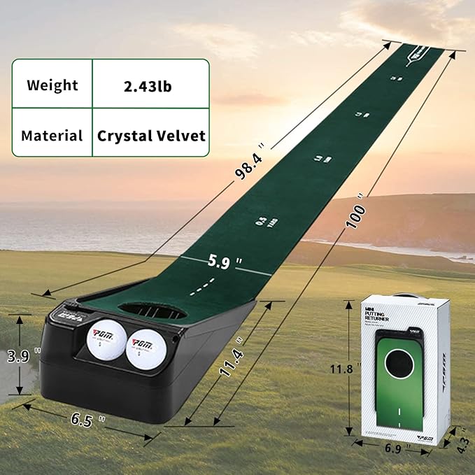PGM Putting Green Indoor - Golf Mat With Electric Ball Return - Portable Putting Matt for Indoors - Practice Game for Home and Office - Gifts and Accessories for Men-StrideForce Fitness