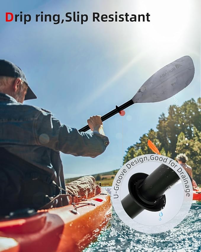 Abahub Adjustable Kayak Paddle 210-230 cm/ 230-250 cm Floating Kayaking Oars Boating Oars Canoeing Oars Black-StrideForce Fitness