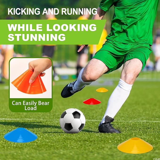 Ashsajkd(Set of 25/50/100 - Agility Soccer Cones with Carry Bag and for , Football Cones for TrainingFootball, Basketball, Coaching, Agility Cones for Indoor and Outdoor Games-StrideForce Fitness