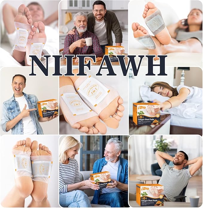 2 in 1 Foot Pads, Tear and Use Ginger Wormwood with Pure Natural Ginger Powder Bamboo Vinegar Wormwood, Bigger Adhesive ''Stay in Place'' All Night, 30 Pads-StrideForce Fitness