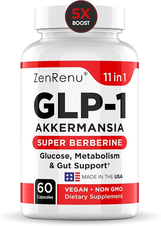 Zenrenu GLP-1 Supplement for Women-Natural Appetite,Craving & Loss Support – Akkermansia Probiotic, Super Berberine & Cinnamon,11-in-1 Gut & Metabolism Support - GLP1 Activate -60 Vegan Caps-StrideForce Fitness