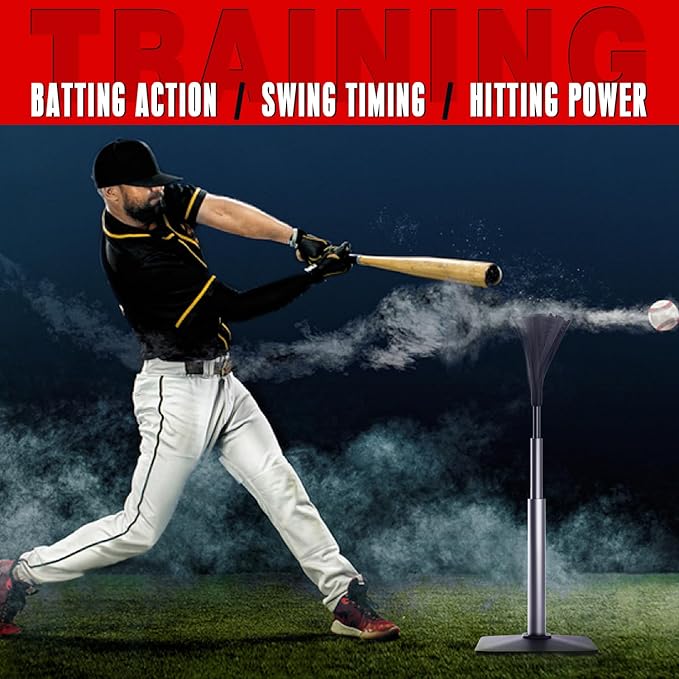 4-Prongs Ball Rest Batting Tee for Baseball and Softball, 23" to 44" Adjustable Baseball Tees for Hitting,Heave Duty Base Baseball Tee (No Included The Baseball)-StrideForce Fitness