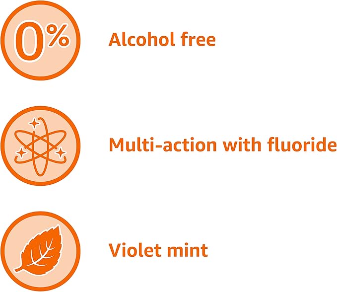 Amazon Basics Anticavity Fluoride Mouthwash, Alcohol Free, Violet Mint, 1 Liter, 33.8 Fluid Ounces, 1-Pack (Previously Solimo)