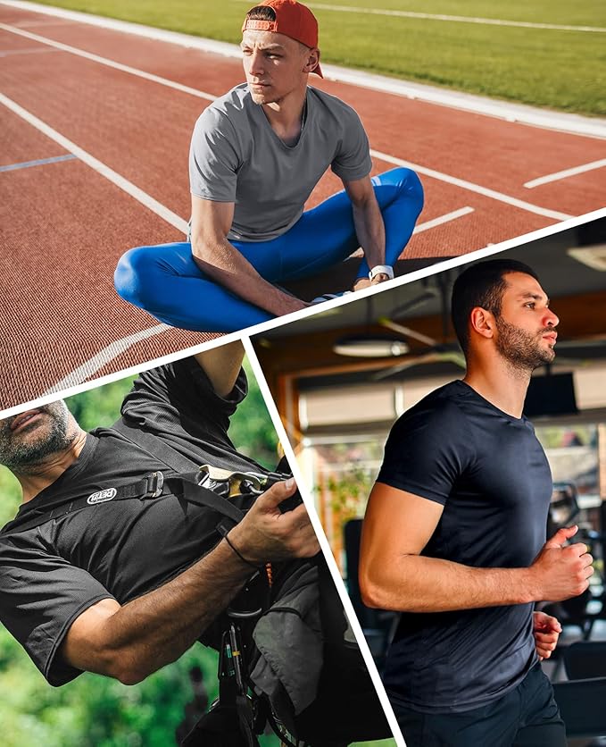 MIER Men's Quick Dry Workout Shirts Moisture Wicking Running Athletic Performance T-Shirts Recycled Polyester Top Tee-StrideForce Fitness