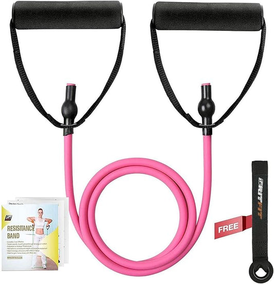 RitFit Single Resistance Exercise Band with Comfortable Handles - Ideal for Physical Therapy, Strength Training, Muscle Toning - Door Anchor and Starter Guide Included-StrideForce Fitness