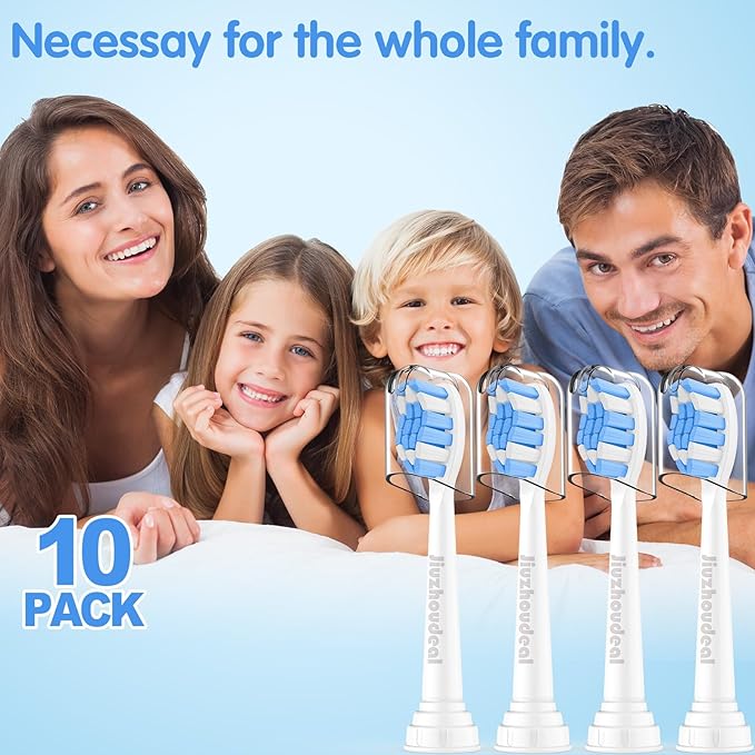 Replacement Toothbrush Heads Compatible with Philips Sonicare, Brush Heads for Sonicare C2 Plaque Control Protective Clean 4100 5100 6100 Electric Toothbrush Blue, 10-Pack