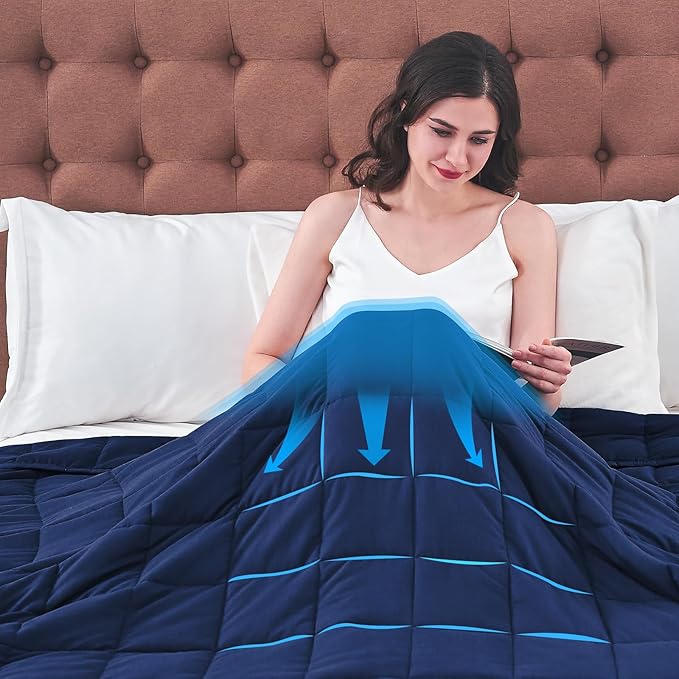yescool King Size Weighted Blanket for Adults (30 lbs, 80” x 87”, Blue) Cooling Heavy Blanket for Sleeping Perfect for 290-310 lbs, Breathable Blanket for Adults & Couple All Season, Machine Washable-StrideForce Fitness