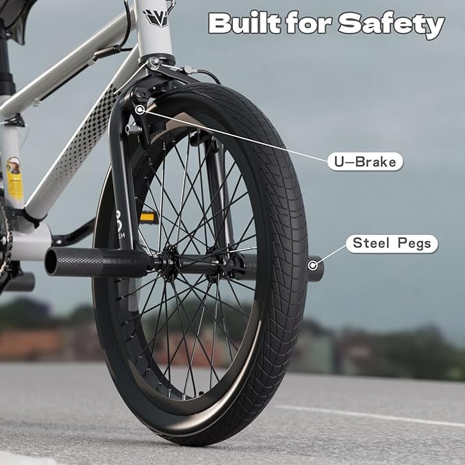 67i Boys BMX Bike 18/20 Inch Ages 8-12 Kids Bicycle with Front Rear U Brake Adjustable Seat Iron Fork 2.09" Wide Tires-StrideForce Fitness