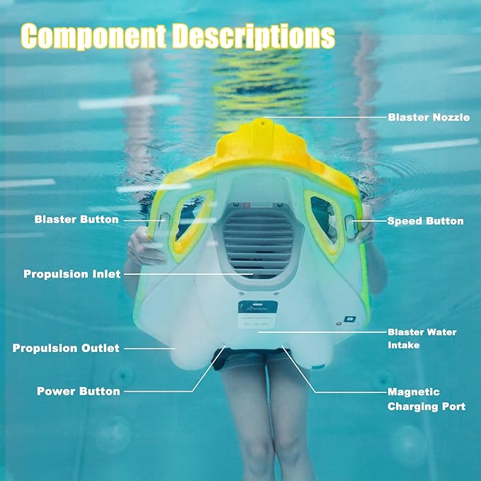 Electric Swimming Kickboard for Kids,Motorized Swim Board with Water Gun, Motorized Swim Training for Children Adults, 60N Thrust, 198 lbs Buoyancy, 25V Rechargeable Battery-StrideForce Fitness