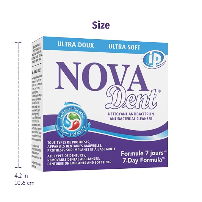 Novadent Dentures Cleaner – for Denture on implants, Denture Soft Liner and Orthodontic Appliance Without Soldering - 3 Months (12 sachets)