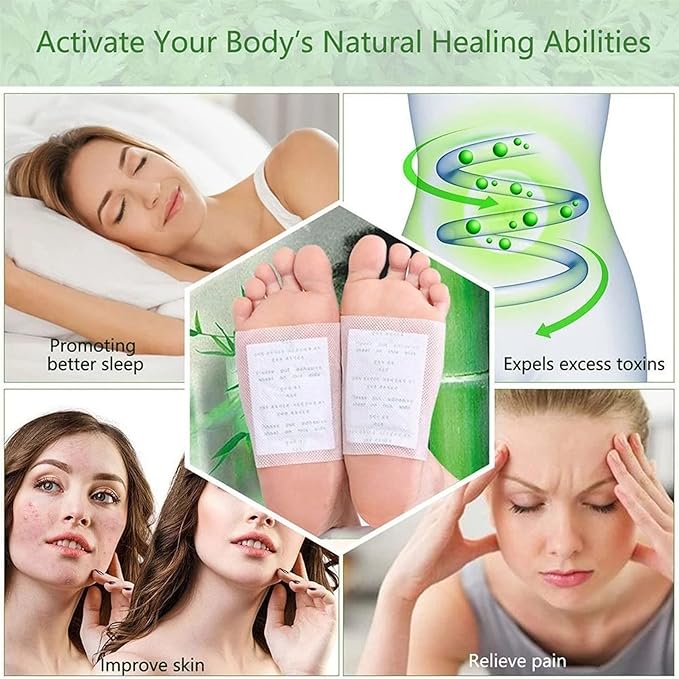 Foot Pads 100 Pieces-Premium Ginger Powder Bamboo Vinegar Feet Pads,Deep Cleansing Foot Patches for Feet Care-StrideForce Fitness