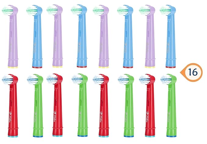 Replacement Toothbrush Heads Kids Compatible with Oral B - 16 Pack Milos Toothbrush Heads Extra Soft Bristles for Electric Braun Brush Heads Refill for Vitality Precision Sensitive and Clean Triumph