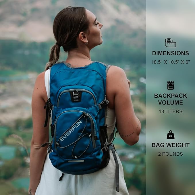 Everfun Hydration Backpack 18L with Water Bladder 2L/3L Hiking Water Backpack Women Men Hydration Pack Insulated Lightweight Day Hydropack with Storage for Hiking, Biking, Running, Festival-StrideForce Fitness