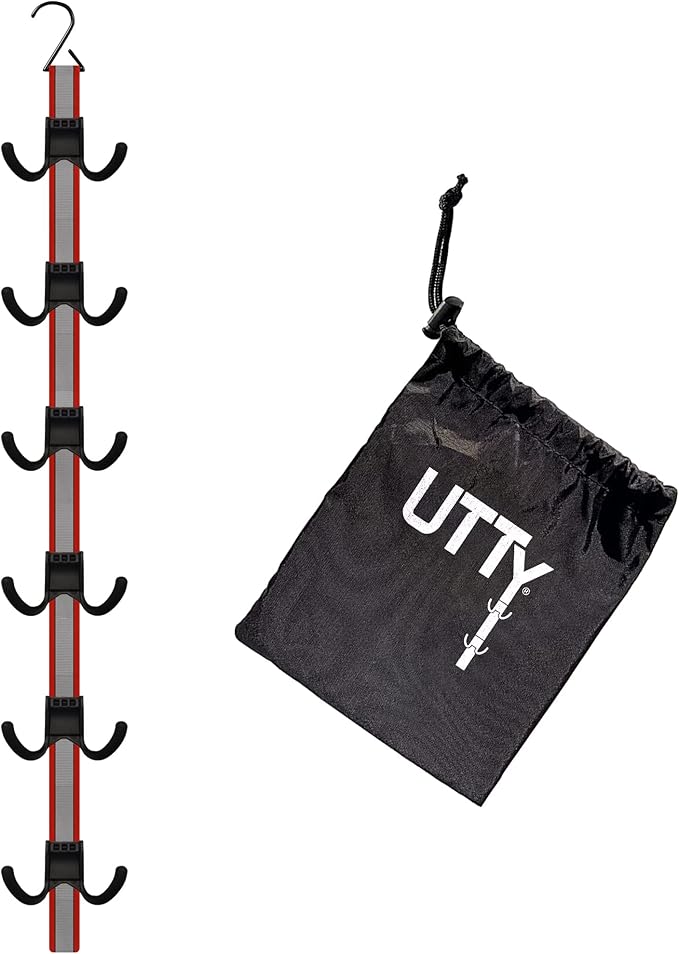 UTTY Hanging Multipurpose Portable Hockey Drying Rack - Durable Gear Keeper & Sports Equipment Organizer - 6 Durable Adjustable Hooks Support Light to Heavy Weight for Home, Travel & Outdoor Use-StrideForce Fitness