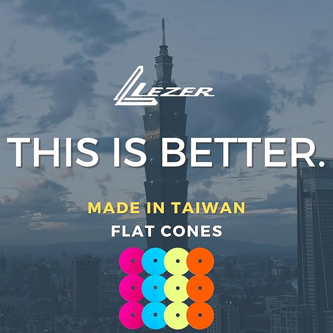 LEZER 6 Inch 8 Inch Flat Cones, Spot Markers, Soccer Cones, Field Court Markers, Sit Spots, Flat Discs, Soccer Training Equipment, Agility Practice, Football, Made in Taiwan-StrideForce Fitness