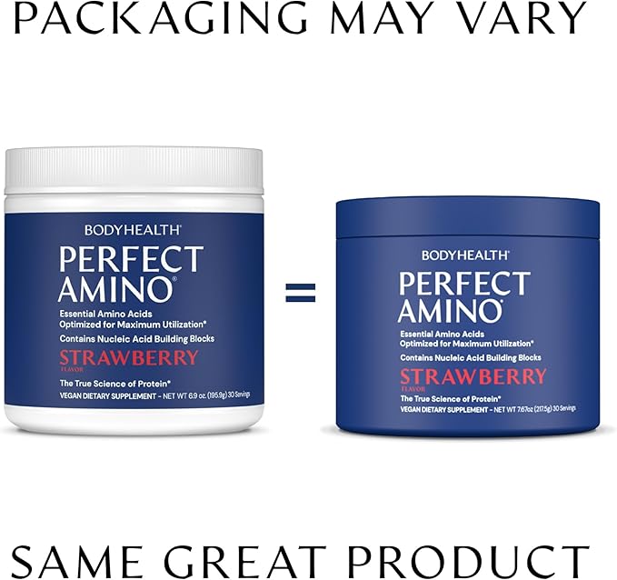 BodyHealth PerfectAmino Powder - BCAA and EAA Powder for Pre and Post Workout - Amino Acid Energy Drink for Men and Women to Support Lean Muscle and Recovery - Strawberry - 30 Servings-StrideForce Fitness