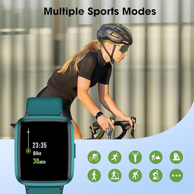 Fitness Tracker Watch with Heart Rate Monitor 5ATM Waterproof
