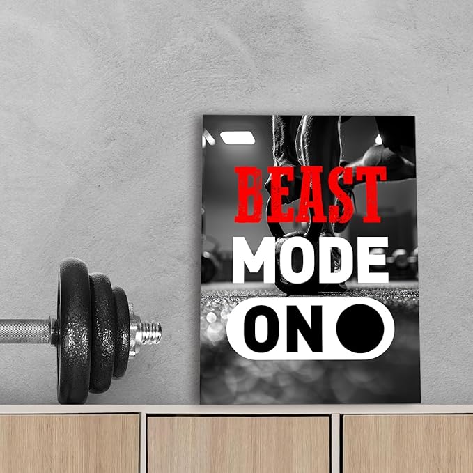 Inspirational Gym Wall Decor,Fitness Quotes Wall Art,Beast Mode on Canvas Wall Decor for Home Gym-StrideForce Fitness