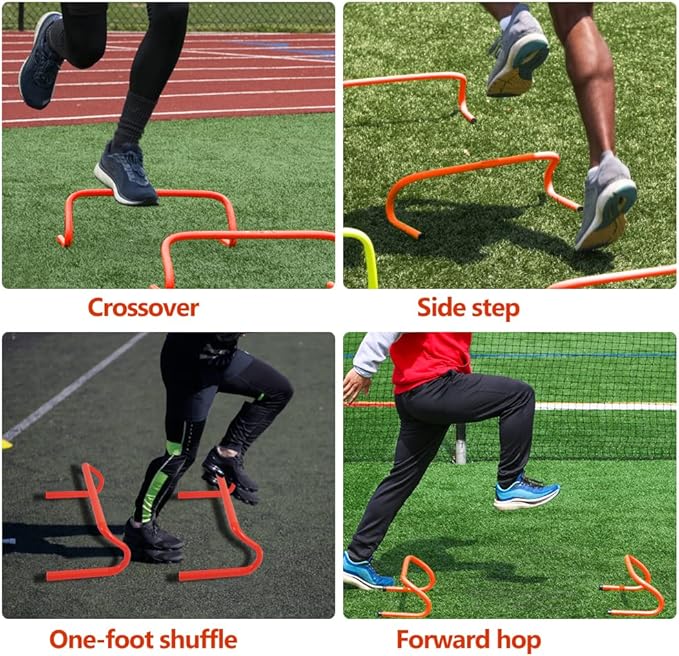 Speed & Agility Ladder Training Equipment Set, Includes 12 Rung 20ft Agility Ladder, 4 Agility Hurdles,12 Disc Cones, 1 Resistance Parachute for Training Football Soccer Basketball Athletes-StrideForce Fitness