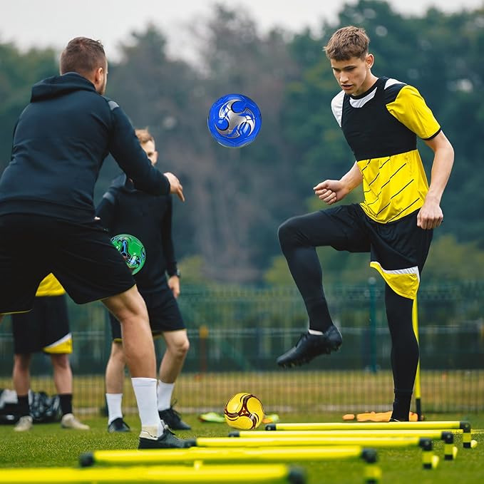 12 Pcs Soccer Balls for Teen Adult Bulk Deflated Soccer Ball with Pump Size 5 Indoor Outdoor Training Practice for School Sports Game Birthday Gifts Party Back to School-StrideForce Fitness