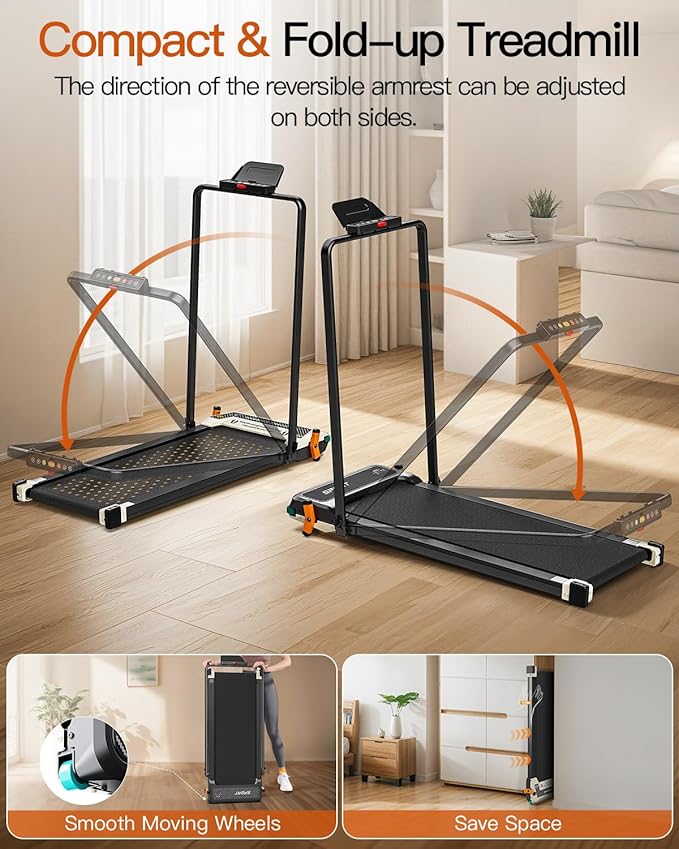 FUNRAY Versatile Walking Pad Treadmill with Incline - Dual-Sided Under Desk Treadmill with Foot Massage,2 in 1 Walking Machine for Home/Office with 330LBS Weight Capacity-StrideForce Fitness