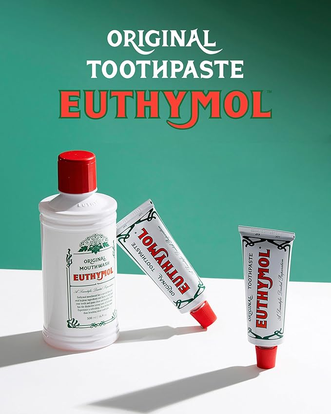 EUTHYMOL Original Toothpaste Travel Set (1.4fl oz*3, Pack of 3) - Gift Set, Stocking Stuffers. Fluoride-Free for Sensitive Teeth & Gum. Bad Breath, Cavity Prevention, 12h Long Lasting Freshness