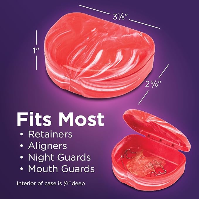 Practicon Marble Retainer Cases, Orthodontic Aligner Case, Mouth Guard Holder (3 Pack) (Wild Berry)