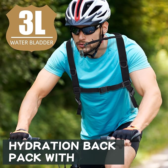 4 Pack Tactical Hydration Backpack with 3L Water Bladder Military Daypack Water Backpack Lightweight Hydration Back Pack for Running Cycling Climbing Hiking for Men Women-StrideForce Fitness