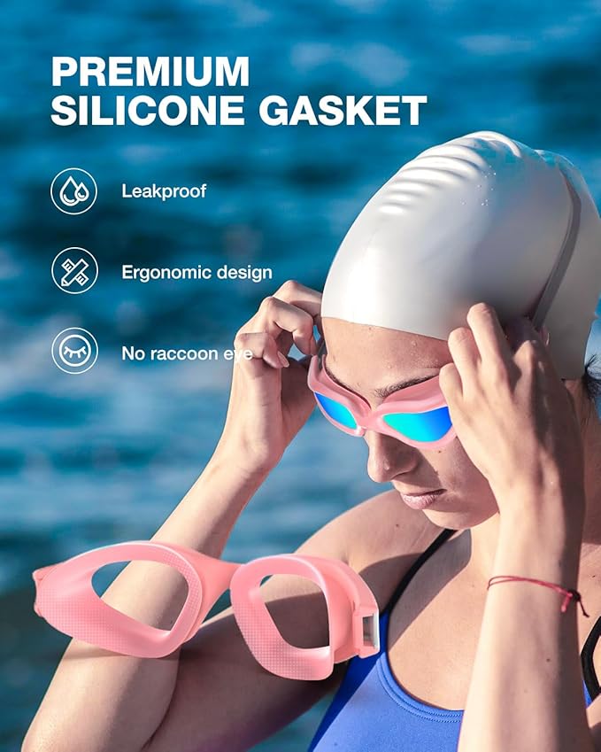 ZIONOR G1 Lite Swim Goggles with Swim Cap Comfortable Anti-fog Swimming Goggles Cap Set for Adult Men Women-StrideForce Fitness