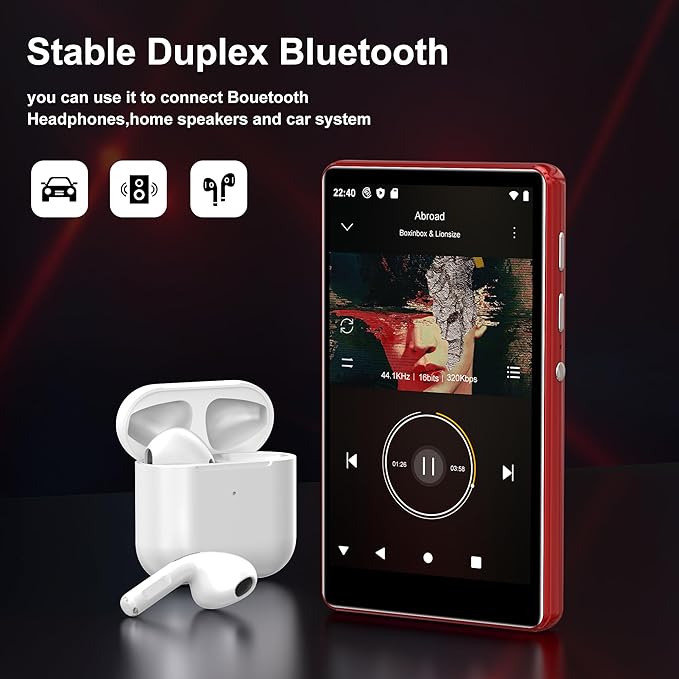 80GB Music Player, MP4 MP3 Player with Bluetooth and WiFi with 4-inch IPS Touch Screen Digital Audio Players, M503 Pro Spotify Player with Amazon Music, Audible, Chrome Browser, Support Up 512GB Red-StrideForce Fitness
