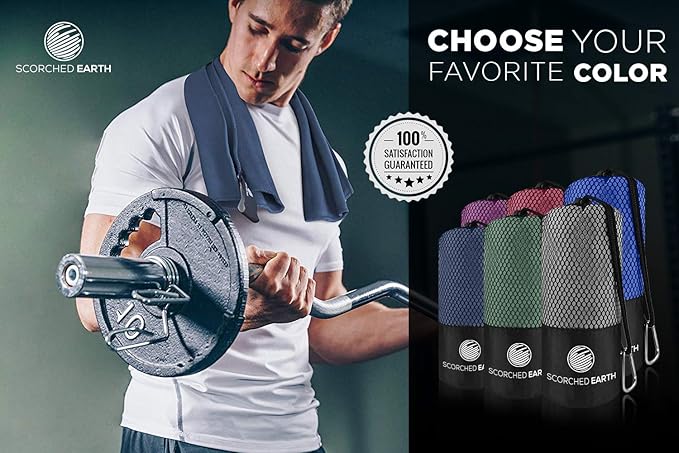 ScorchedEarth Microfiber Travel & Sports Towel Set (True Navy) - XL Set (39x70.5 & 12x24-StrideForce Fitness