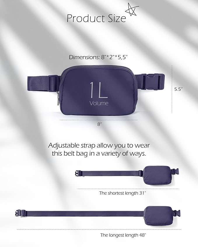 ODODOS Unisex Mini Belt Bag with Adjustable Strap Small Fanny Pack for Workout Running Traveling Hiking, Purple Reign-StrideForce Fitness