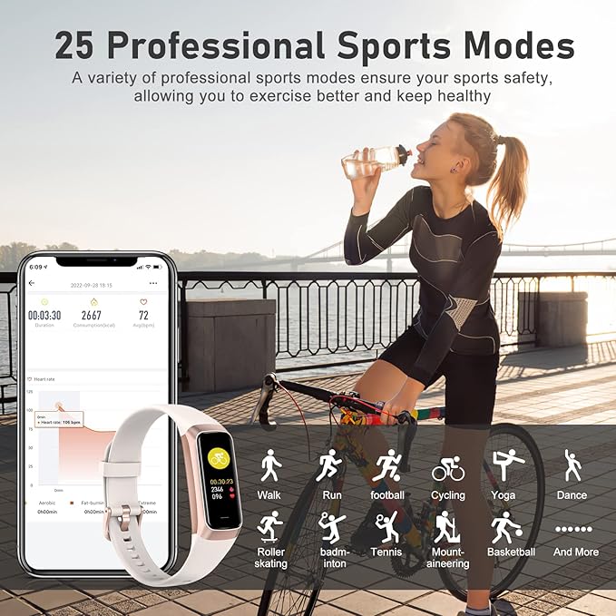 Fitness Tracker with Step Counter/Calories/Stopwatch Tracker,1.10''AMOLED Touch