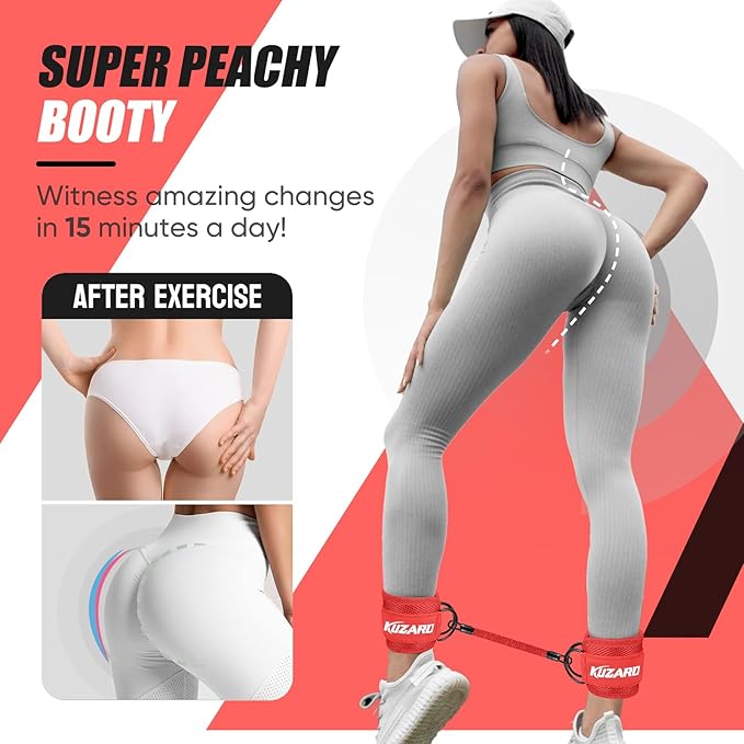 Ankle Resistance Bands with Cuffs for Working Out, Resistance Bands for Women, Exercise Bands for Leg and Glute, Booty Workout Equipment for Kickbacks, Butt and Hip Training, Ankle Weights Bands Set