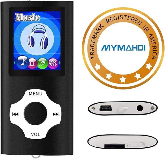 MYMAHDI Support TF Cards Slim 1.8" LCD Mp3 Mp4 Player Media/Music/Audio Player with Accessories Black-StrideForce Fitness