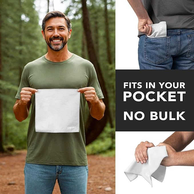 Pocket-Sized Sweat Towels - The Original Sweat Absorbing Handkerchiefs - Quick-Dry Microfiber Sweat Rags for Face, Hands, & Body - Men & Women - Gym, Sports, and Work (White: 5 Pack)-StrideForce Fitness