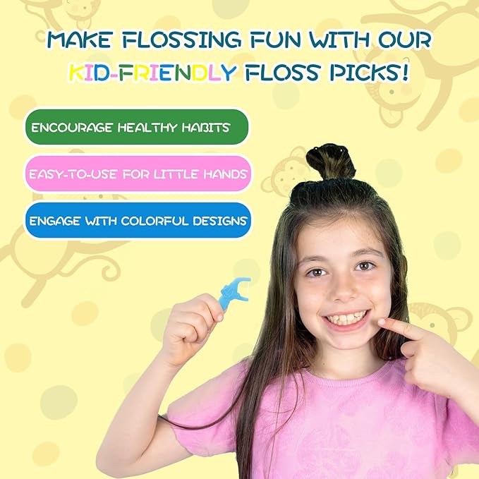 Floss Picks, Children's Floss Sticks, Fun Flossing Sticks for Kids,Fluoride Free, BPA Free, Odorless, 60 Sticks per Pack, 4 Packs = 240 Sticks