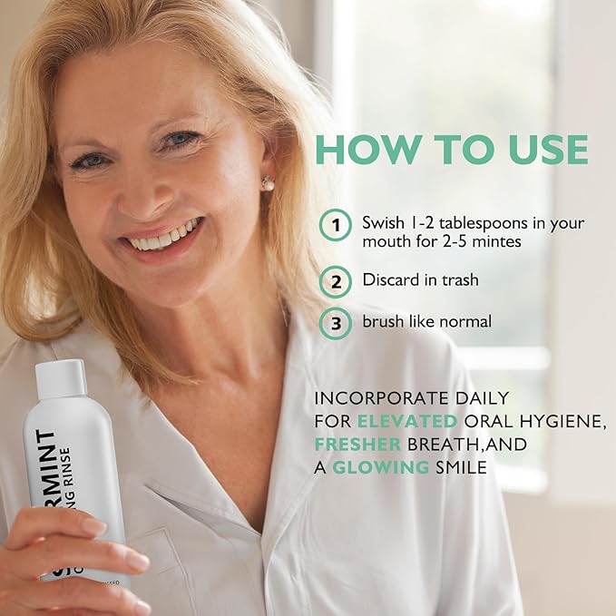 Spearmint Oil Pulling Rinse, Cold-Pressed Coconut Mouthwash for Teeth Whitening, Natural Peppermint Pulling Oil, for Breathe Mouth,Gentle Deeply Cleans (8FLOZ)