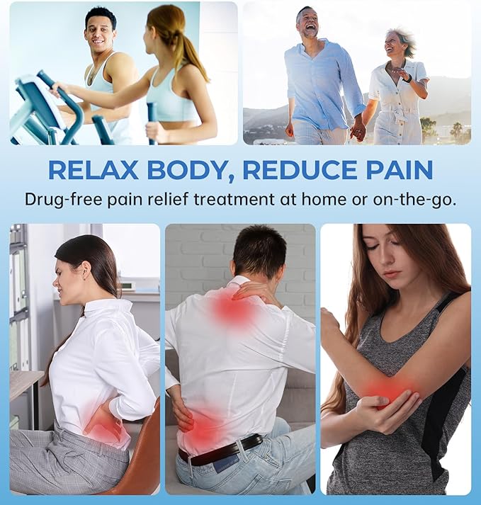 NURSAL Wireless TENS Unit Muscle Stimulator, Dual Host TENS EMS Machine for Pain Relief, 18 Modes 20 Intensity Remote Control Pulse Physical Electrotherapy for Back Shoulder Pain (2 Pads)