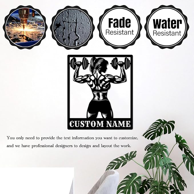 Customized Metal Gym Name Sign, Personalized Sports Room Wall Art,Metal Gym Sign,Unique Fitness Wall Sign, Gym Lovers Unique Gift, Gym Wall Art,Training Center Sign (Style-13)-StrideForce Fitness