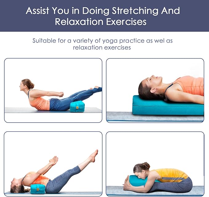 Yoga Bolster (26x10.5x5.5 in) Supportive Yoga Cushion for Restorative Yin Yoga Accessories Rectangular Bolster for Stretching Meditation Pillow 100% Organic Cotton Removable Washable Cover-StrideForce Fitness