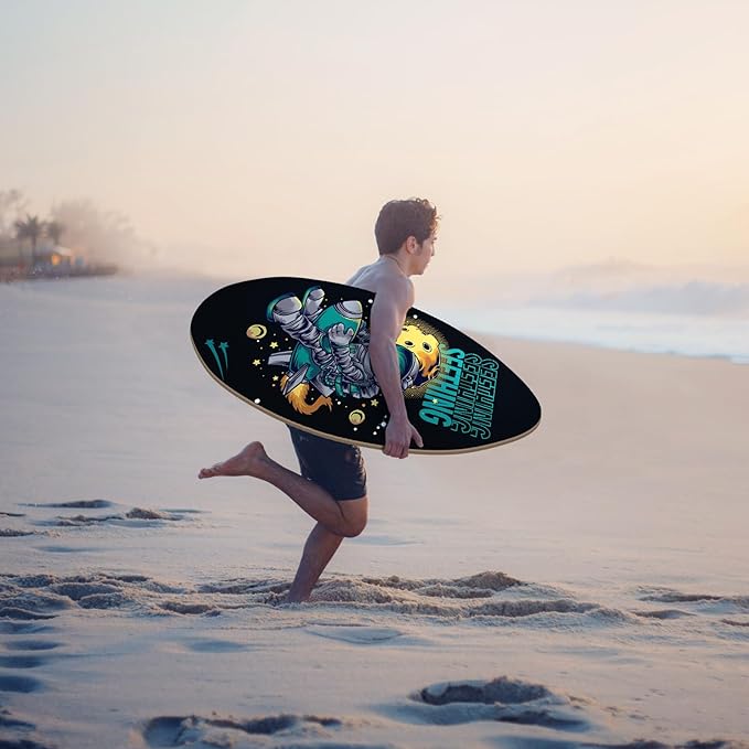 seething 35 Inch Skimboard with High Gloss Coat Wood Skim Board for Beginners,Kids, Teenagers, Adults and All Skimming-StrideForce Fitness