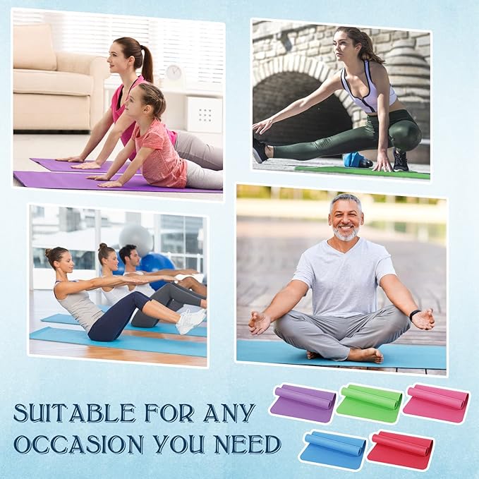 10 Pack Yoga Mats Bulk, 68'' x 24'' x 4mm Thick Yoga Mats for Kids and Adult Gym Mats Bundle Latex Free Exercise Mats with Non Slip Texture for Outdoor Yoga, Pilates or Workout-StrideForce Fitness