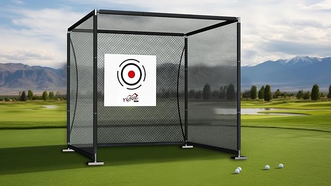 YUNIC Golf Driving Cage with Metal Frame - Choose Standard Hitting Target or Simulator Impact Screen-StrideForce Fitness