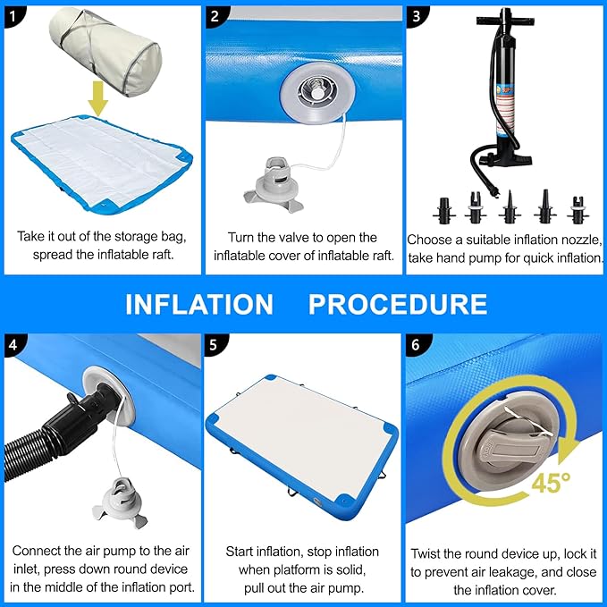Inflatable Lake Float for Adults, Multi-Person Inflatable Swim Deck with None-Slip Surface, Swimming Water Platform, Floating Island - Dock - Raft for Pool & Beach, Lake, River Fun-StrideForce Fitness
