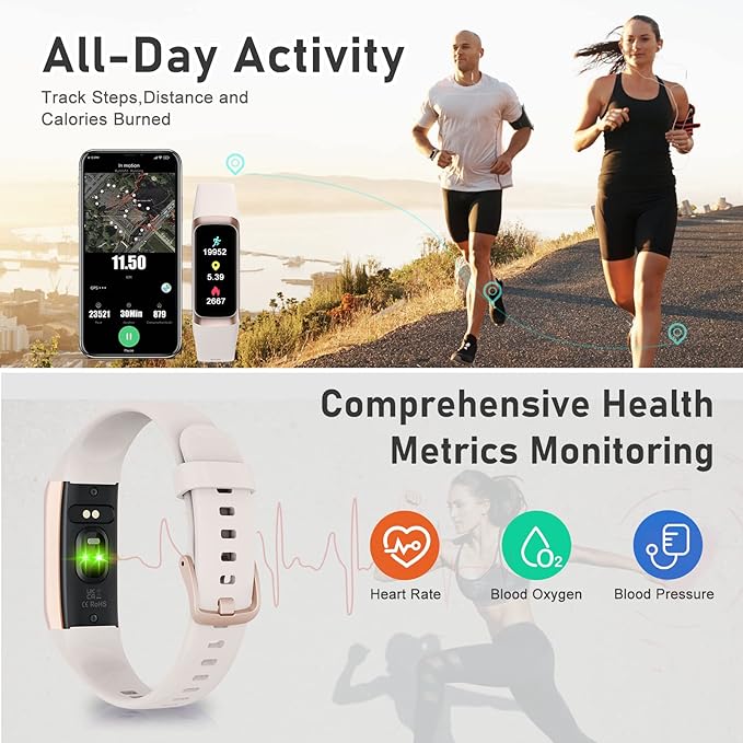 Fitness Tracker with Step Counter/Calories/Stopwatch Tracker,1.10''AMOLED Touch