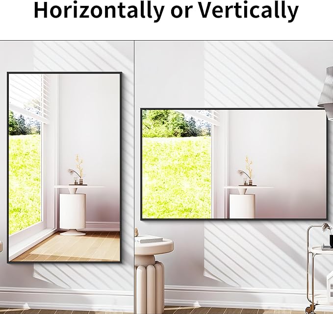 Black Bathroom Mirror for Wall, 30x50 Inch Rectangle Mirrors with Metal Frame, Modern Vanity Wall Mirror Decor for Entryway Hangs, Bathroom Living Room Horizontal or Vertical-StrideForce Fitness