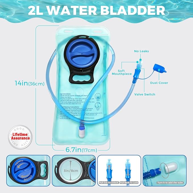 USA Original Patent Running Hydration Vest Backpack, Lightweight Chest Pack with 2.0L Water Bladder Bag Daypack for Hiking Running Cycling Race Marathon for Women Men-StrideForce Fitness